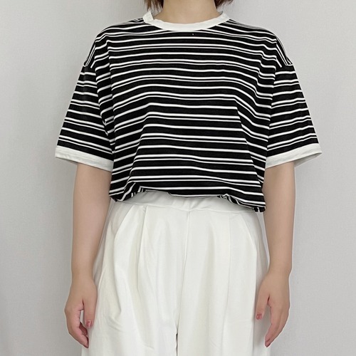 ボーダーTシャツ (黒×白)