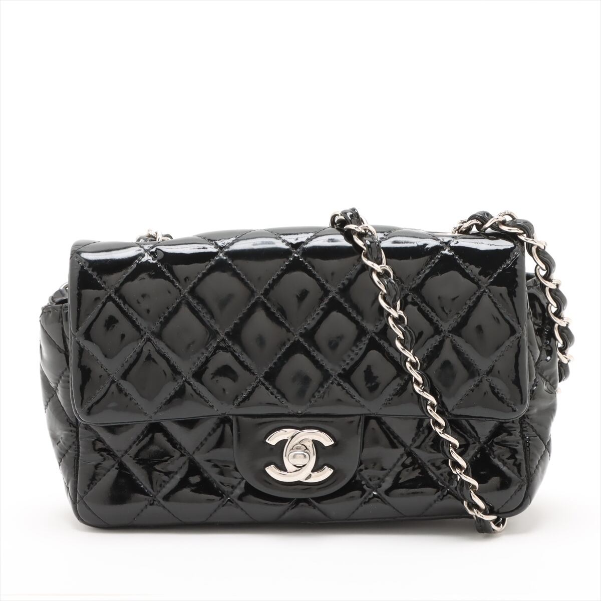 Rare ◇ CHANEL Mini Matelassé 20 Patent Leather Single Flap Single Chain Bag Shoulder Bag Coco Logo