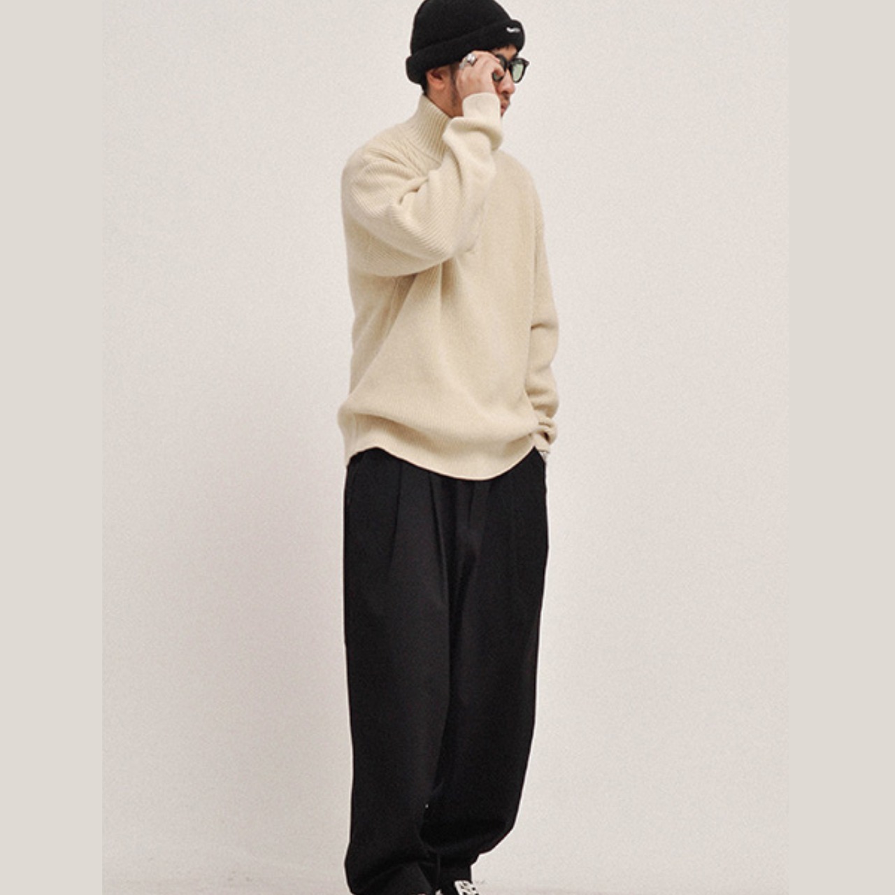 ハーフジップ リラックス ニットプルオーバー A1970 - 8