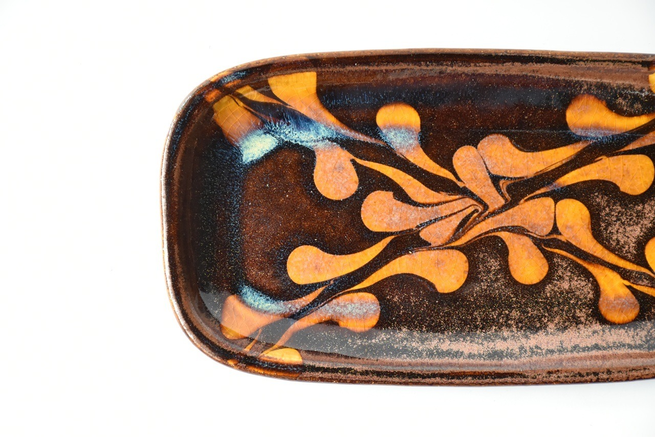 小代焼ふもと窯 / 井上尚之 : 長方皿 スリップウェア ①