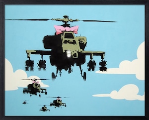 Banksy インテリアアート Helicopters 幅53×高さ43×厚さ3.2cm フレーム付き