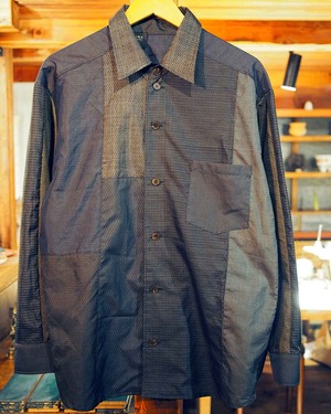 Mix fabric kimono modern shirt / 和柄 レギュラーカラーシャツ
