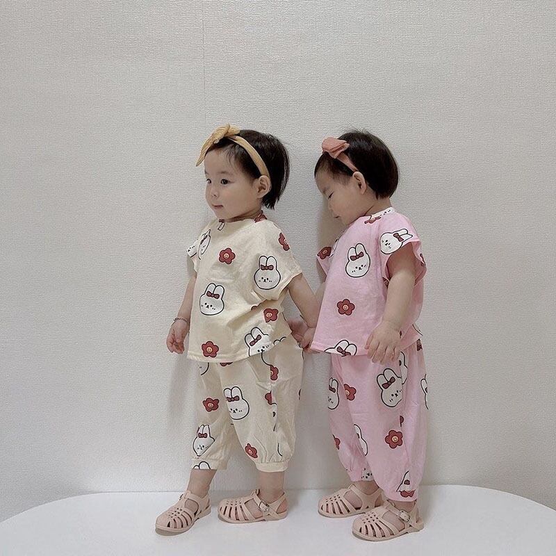 【BABY】夏新作 カートゥーウサギ柄セットアップ