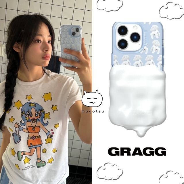 ★New Jeans ミンジ 着用！！【GRAGG X MUDDYCAP】DOUBLE LAYERS CASE-CLEAR BLUE/IVORY