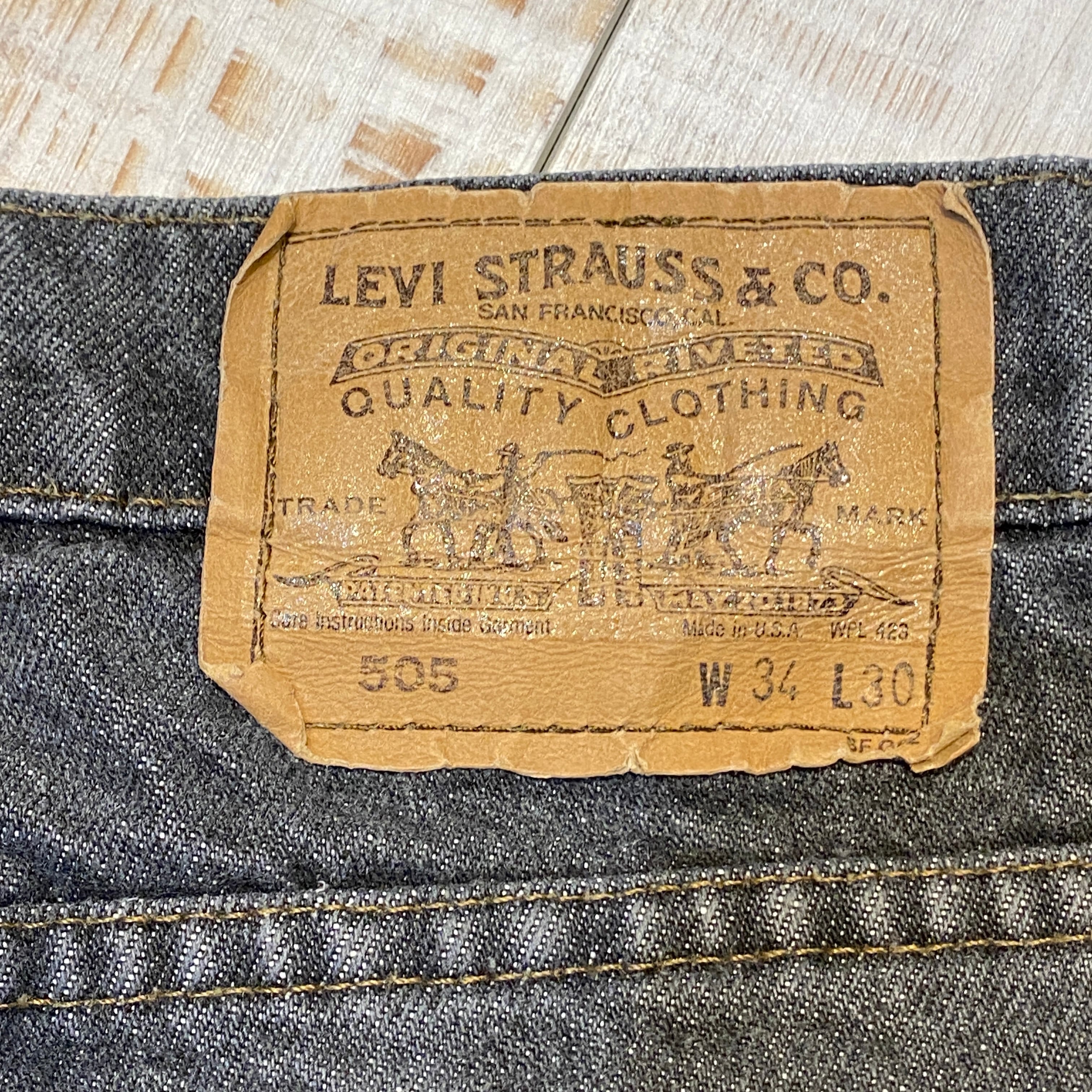 90s USA製 Levis 501 先染め ブラックデニム 28 オールド