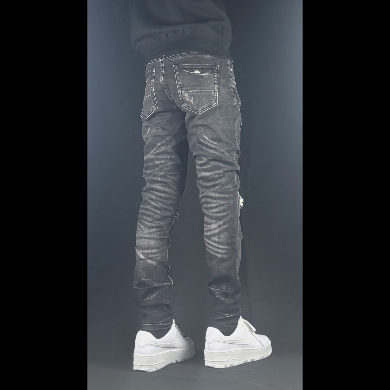 high street knee crash rhine stone gray denim【ES007】 - 6