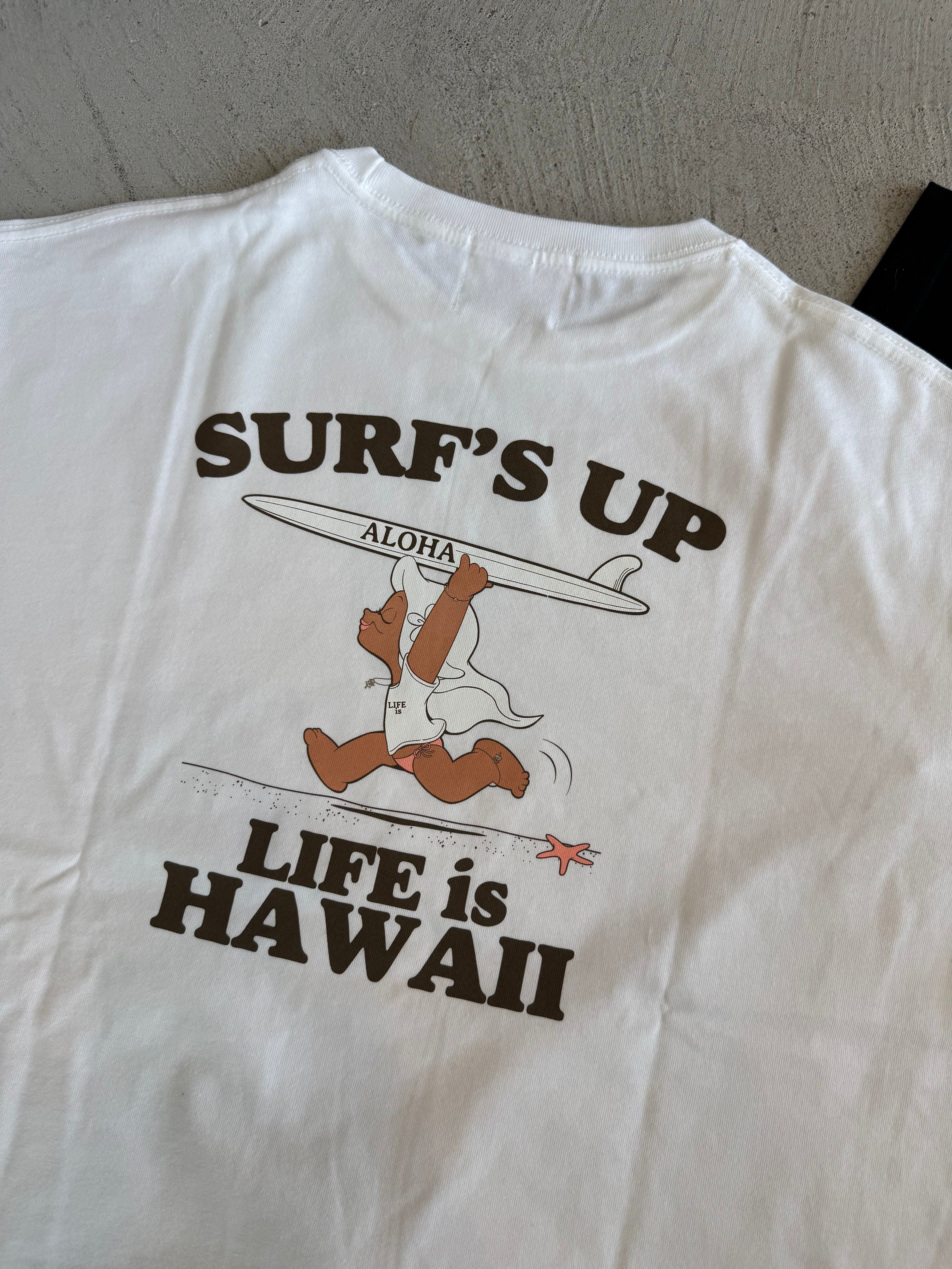 LIFE is × MAPUAコラボsurf's up フルカラービックシルエットTシャツ ¥7,200+tax