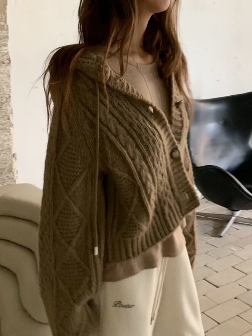(予約) poster / Hood alpaca cardigan  3color
