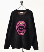 ATELANE Chenille Lip-Pattern Crew-Neck Knit (BLK) 26A-21022