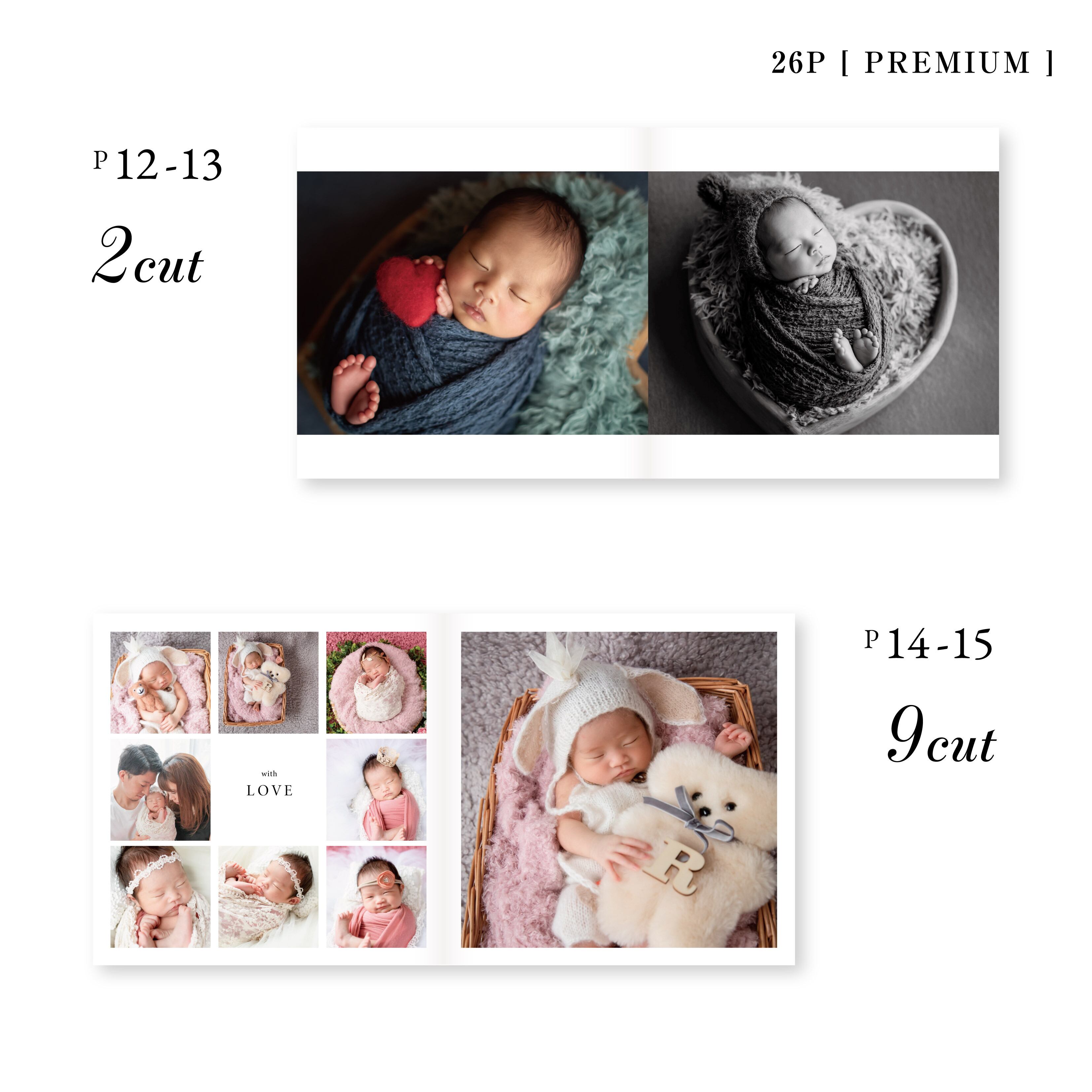 ニューボーンフォト アルバム PREMIUM 26p 50-69cut | Newborn