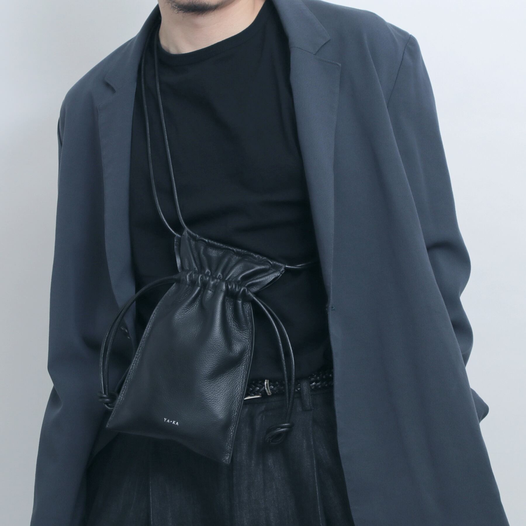 real leather drawstring shoulder mini bag [bdbd3