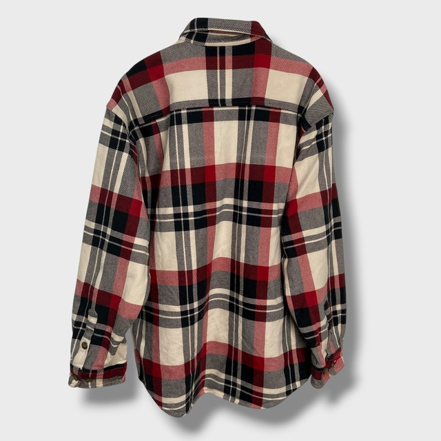 エディーバウアー ハーフジップヘビーネルシャツ 90s~00s チェック柄 レッド系 M