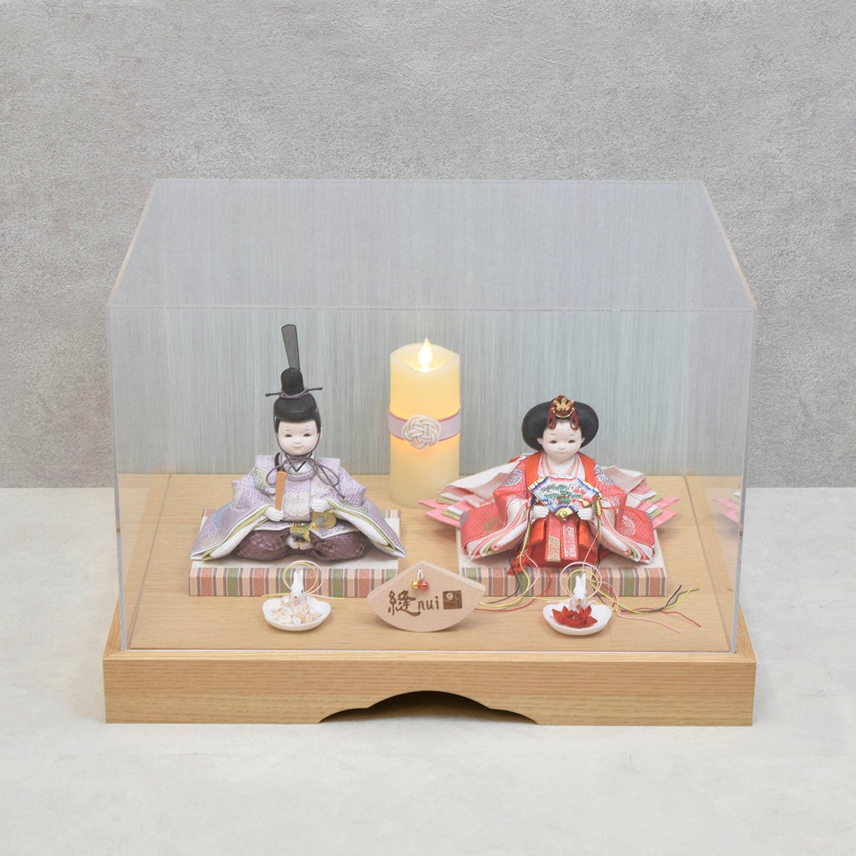 雛人形 親王飾り【向い蝶】縫 nui｜アクリルケース入り｜モダン