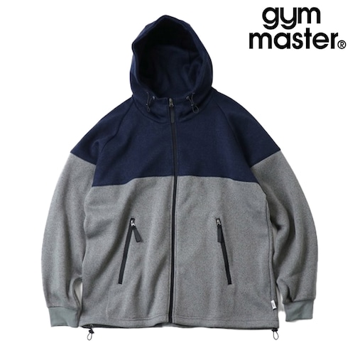 gym master ジムマスター ニットフリースパーカー メンズ レディース ハイネック 裏フリース 防寒 保温 配色 切替 プルオーバーパーカー アウトドア キャンプ フェス 秋冬 G833791 ネイビー×グレー