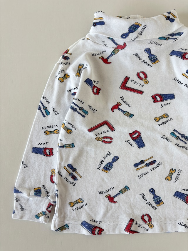 【2T相当・vintage】工具柄ハイネックtee