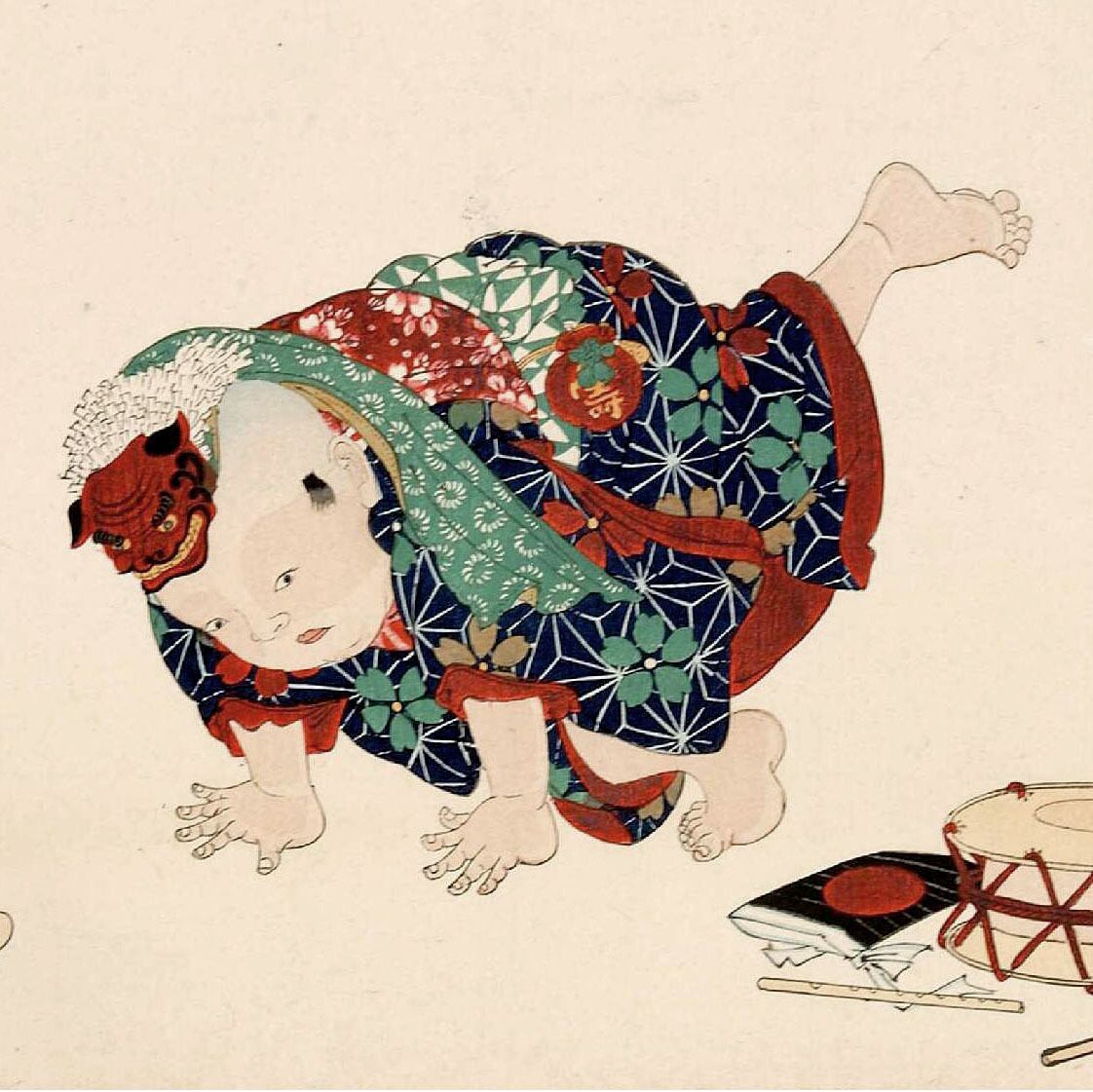 国広 色紙 絵画 獅子