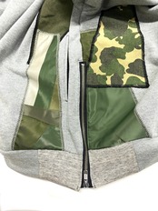 【hoodi21】 Remake Hoodie gray × military
