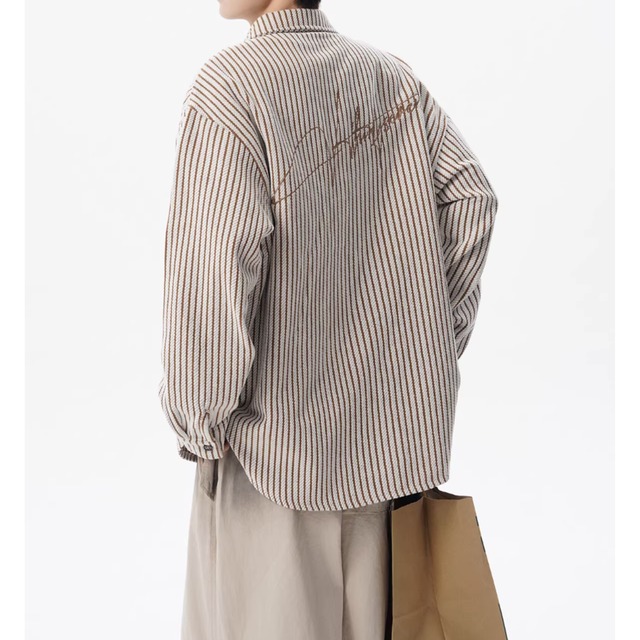 オープンカラー ストライプシャツ af0479