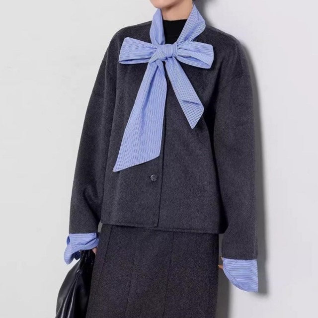 ストライプボウタイ レイヤードライク ジャケット 239241