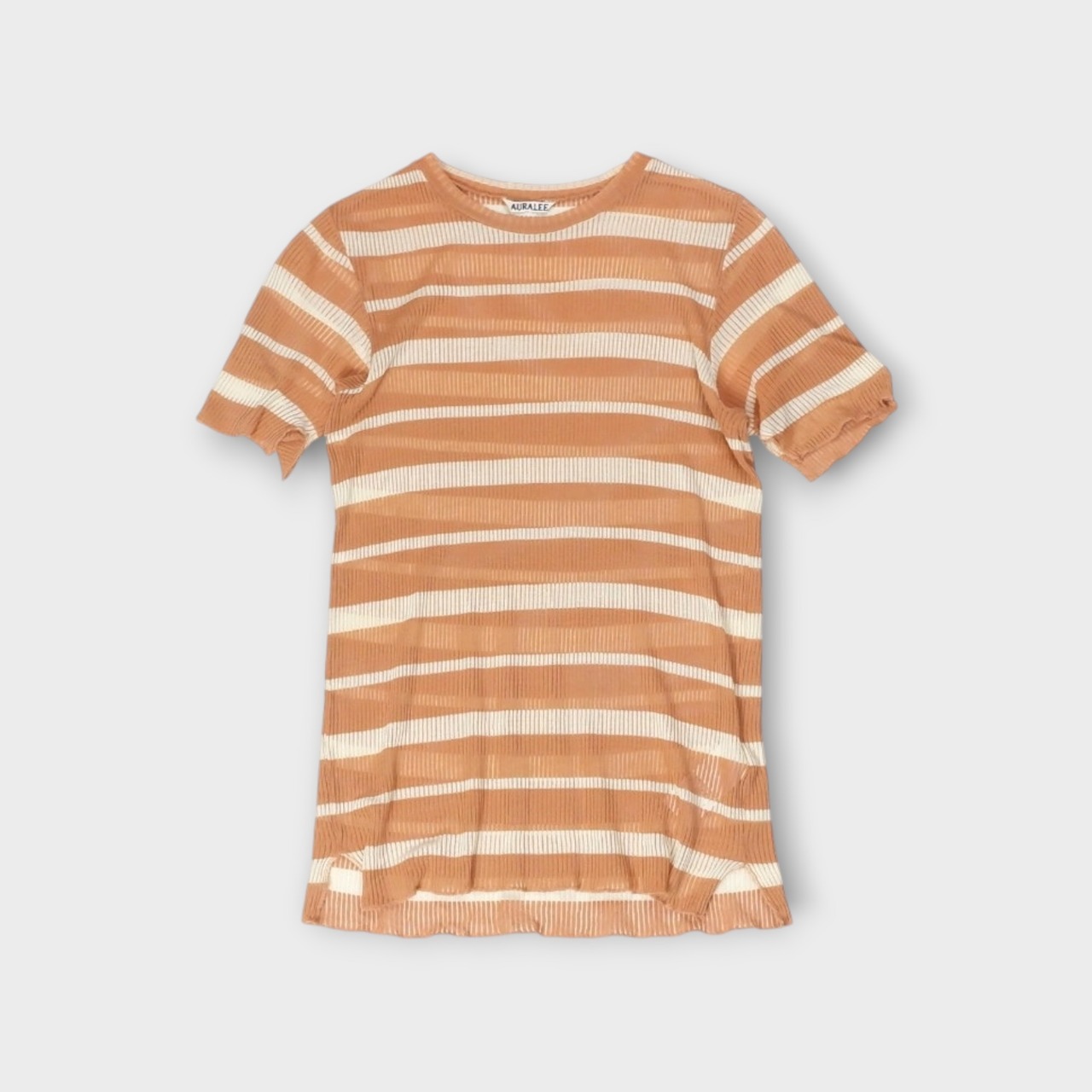 AURALEE【GIZA HARD TWIST SEE-THROUGH RIB BORDER TEE】