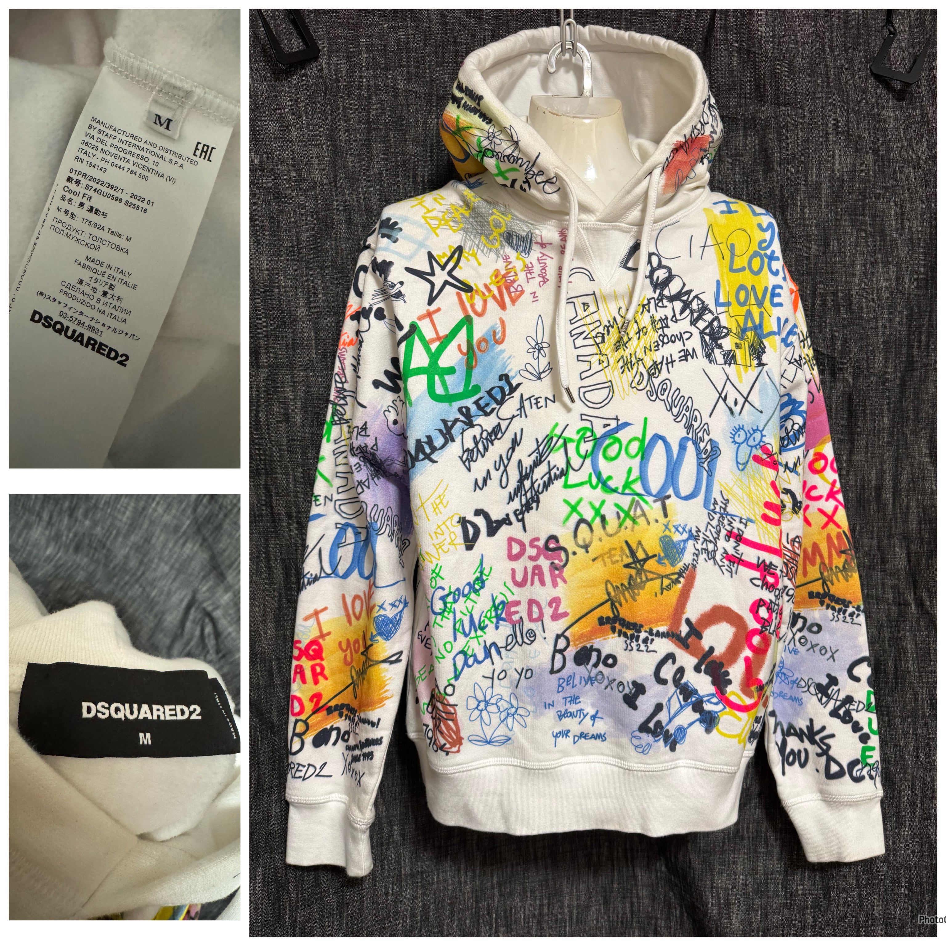 定価110000円 Dsquared2 グラフィティーパーカー M メンズ 白 定価110000円 Dsquared2 グラフィティーパーカー M メンズ 白