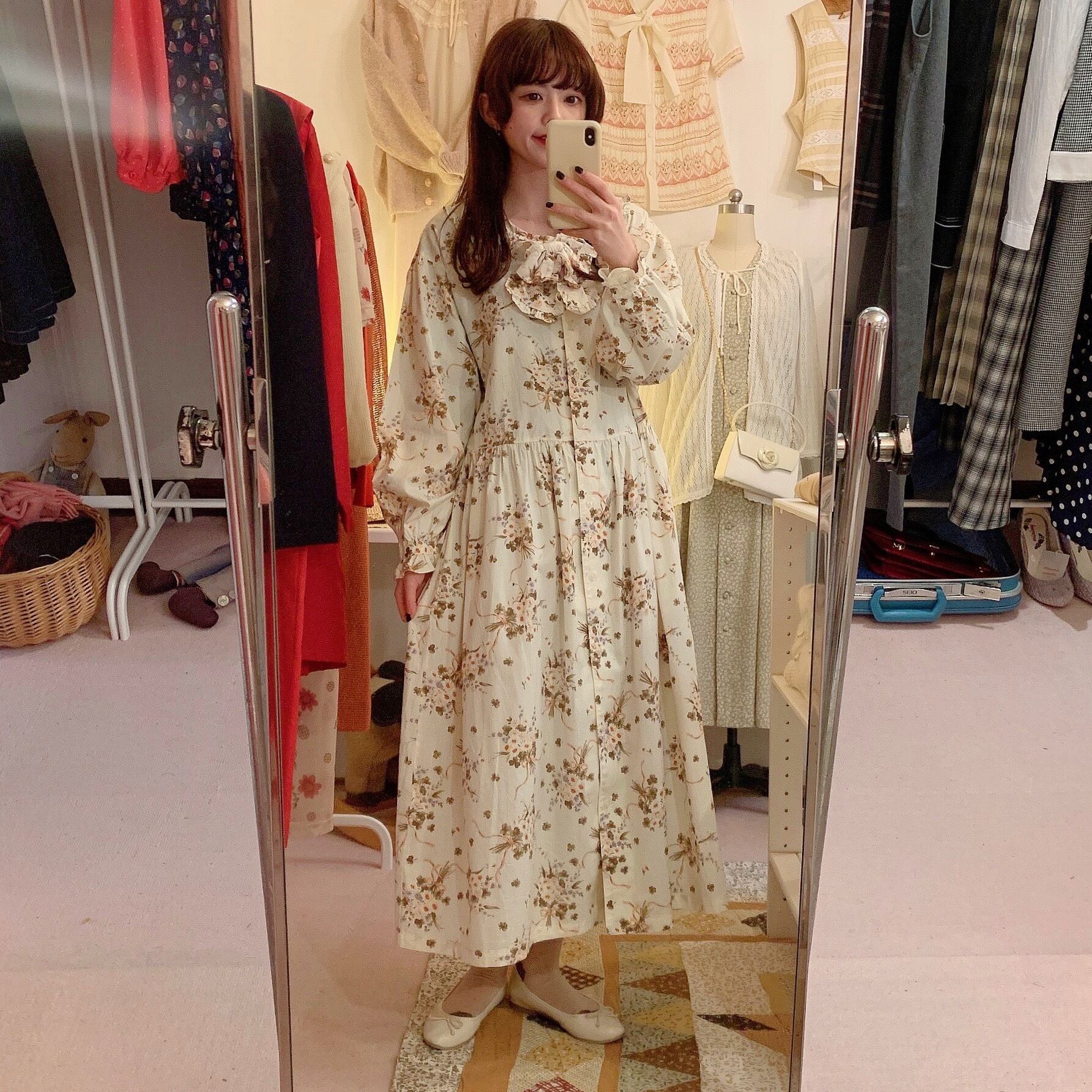 marguerite bouquet frill cotton one-piece