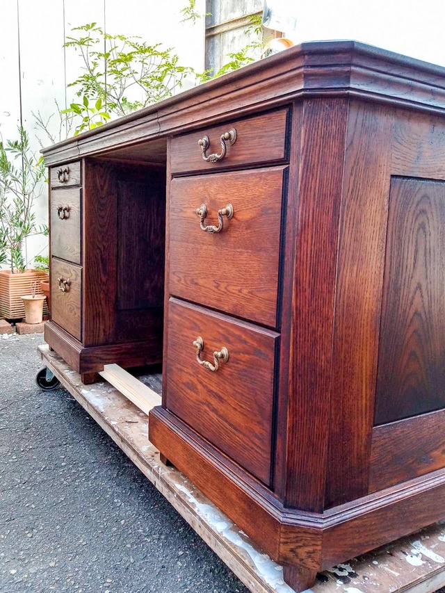 役員机・書斎机向け プレジデントデスク(両袖デスク)W1300 オーダーメイドアンティーク家具