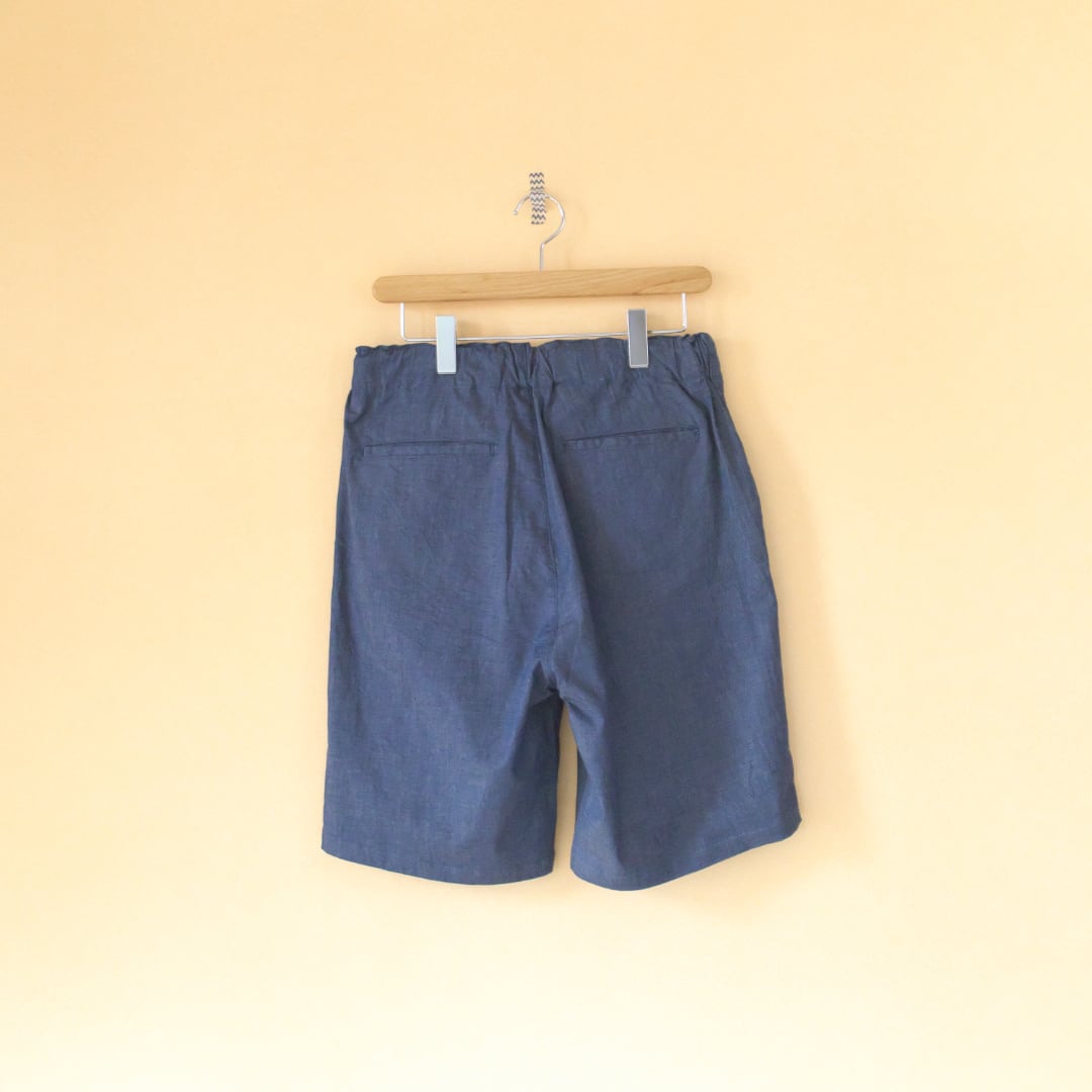 Manual Alphabet マニュアルアルファベット ツータックイージーデニムショーツ・ブルー【メンズ】