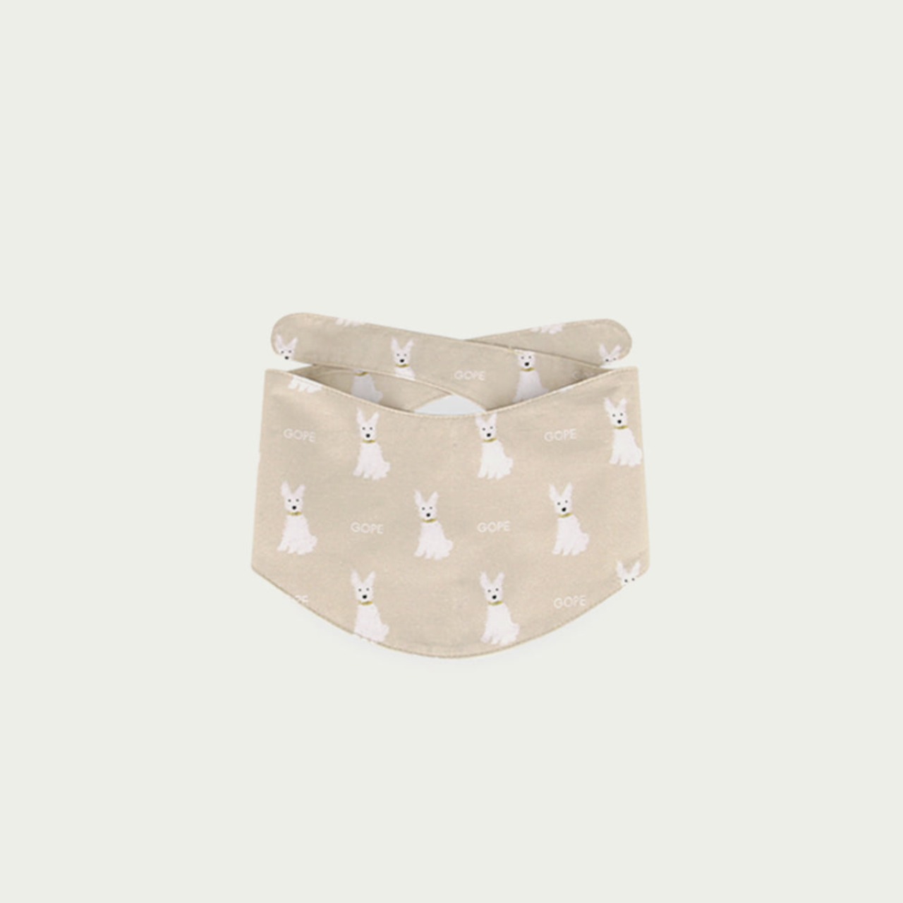 【予約】[ GOPE ] Picture Dog Bandana｜WHITE × BEIGE - 1