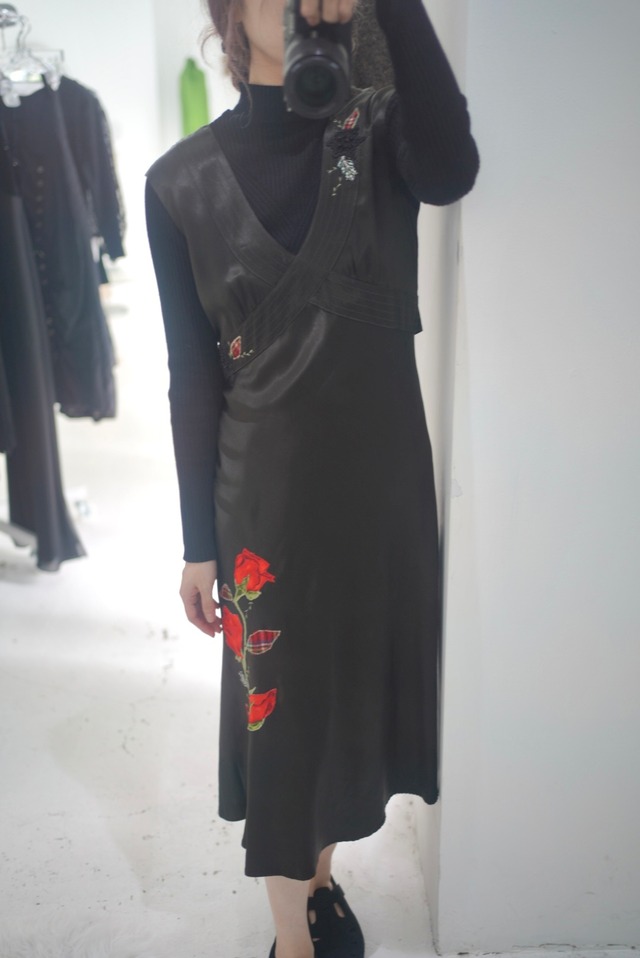 rose patchwork embroidery dress