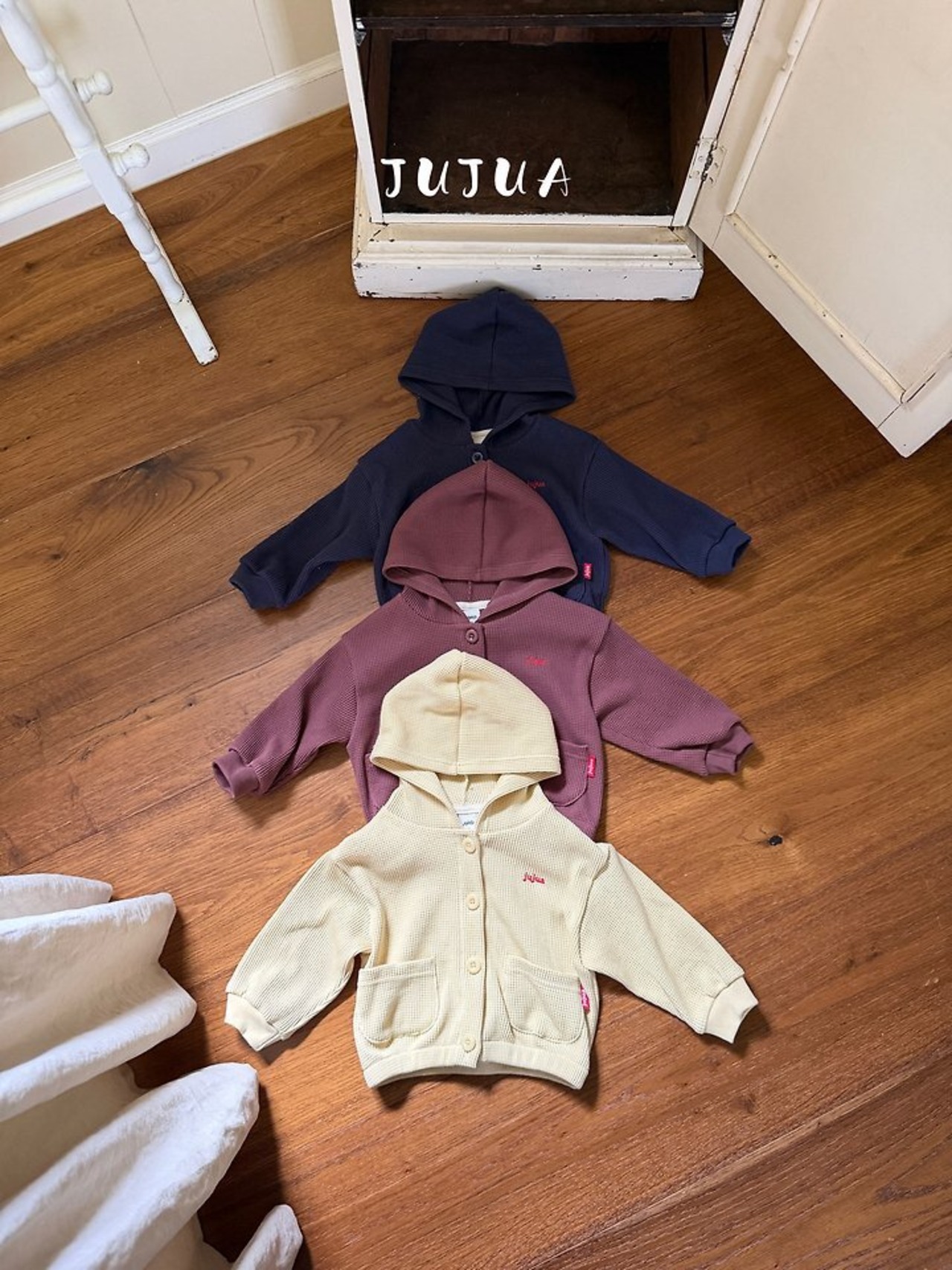 韓国子供服 / JUJUA / 26Autumn / ワッフル フード ジャケット / 秋服 *XS~XL*