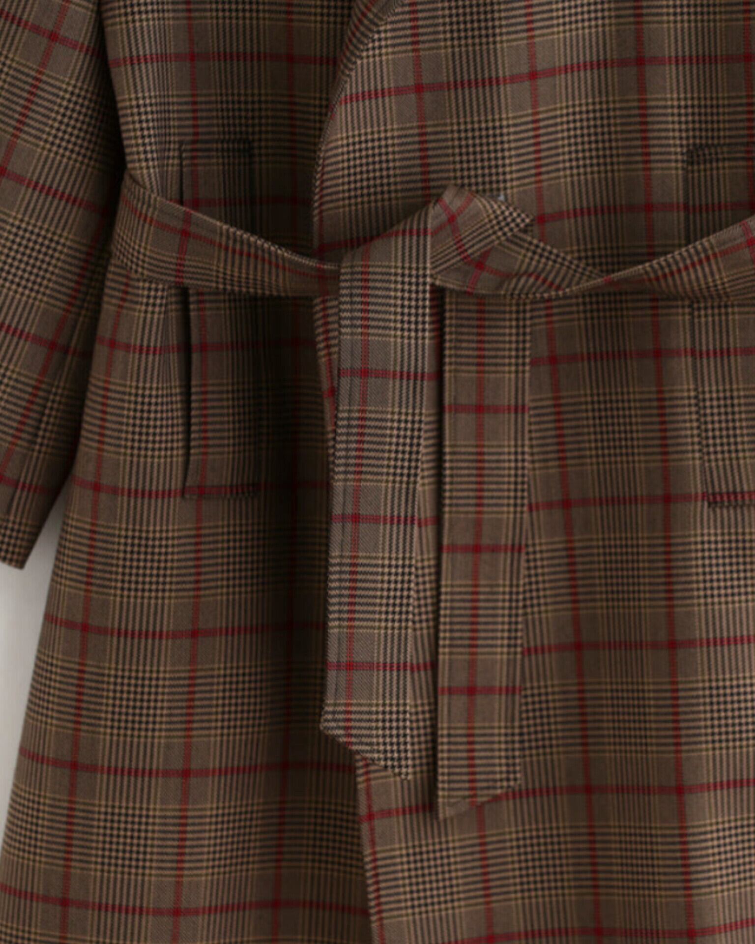 Honnete】Trench Robe Coat / Red Glen Check | MOMENTS