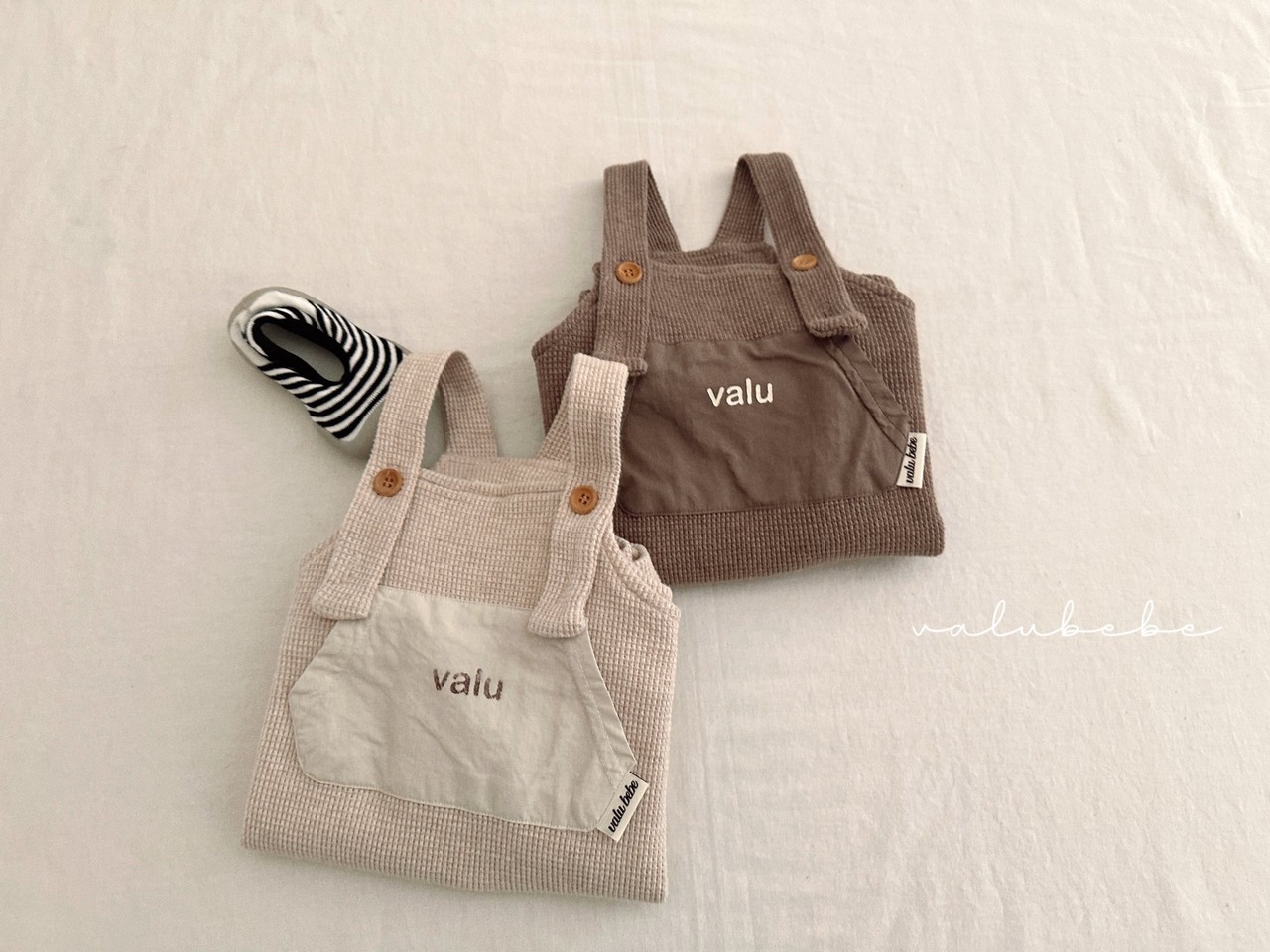【valu bebe】ワッフルサロペット ココア 70〜80cm - 10