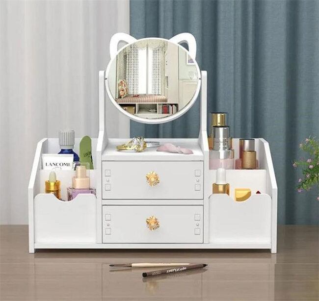 ドレッサー　コンパクト　化粧台　鏡台　コスメ収納 楽天市場】コンパクトドレッサーミラー付き化粧台ボックス