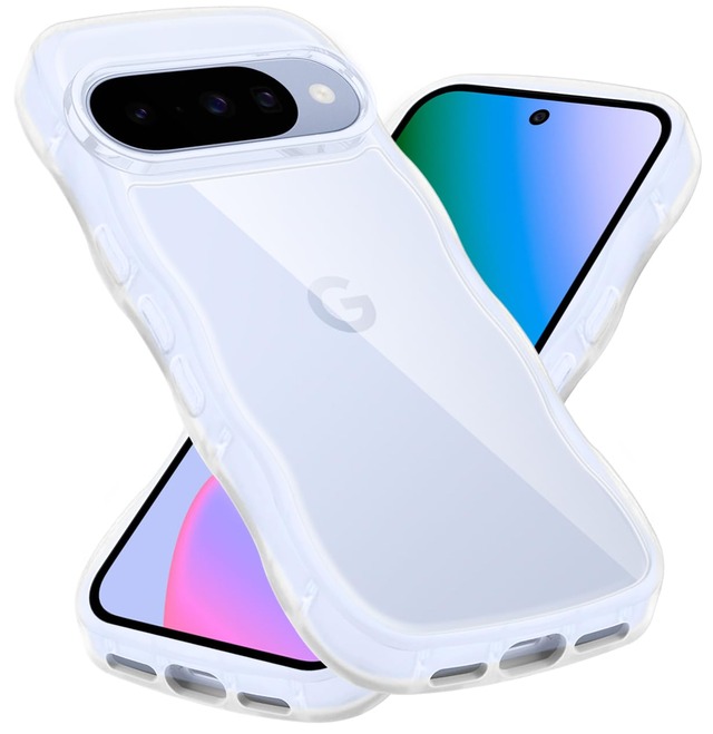 クリア Google Pixel 10/Pixel 10 Pro ケース かわいい 波状フレーム うねうね 耐衝撃 グーグル ピクセル10/10Pro スマホケース 滑り止め 人気 可愛い カバー 落下防止 ワイヤレス充電対応 (クリア 透明)