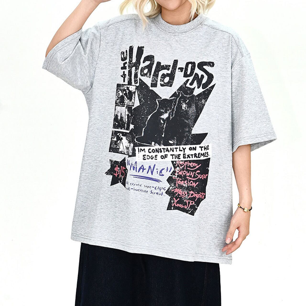 グランジコラージュキャットグラフィックTシャツ 2col R02023