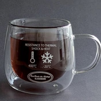ダブルウォールカップ 350ml /保温・保冷ガラス マグカップ 3DM21-102