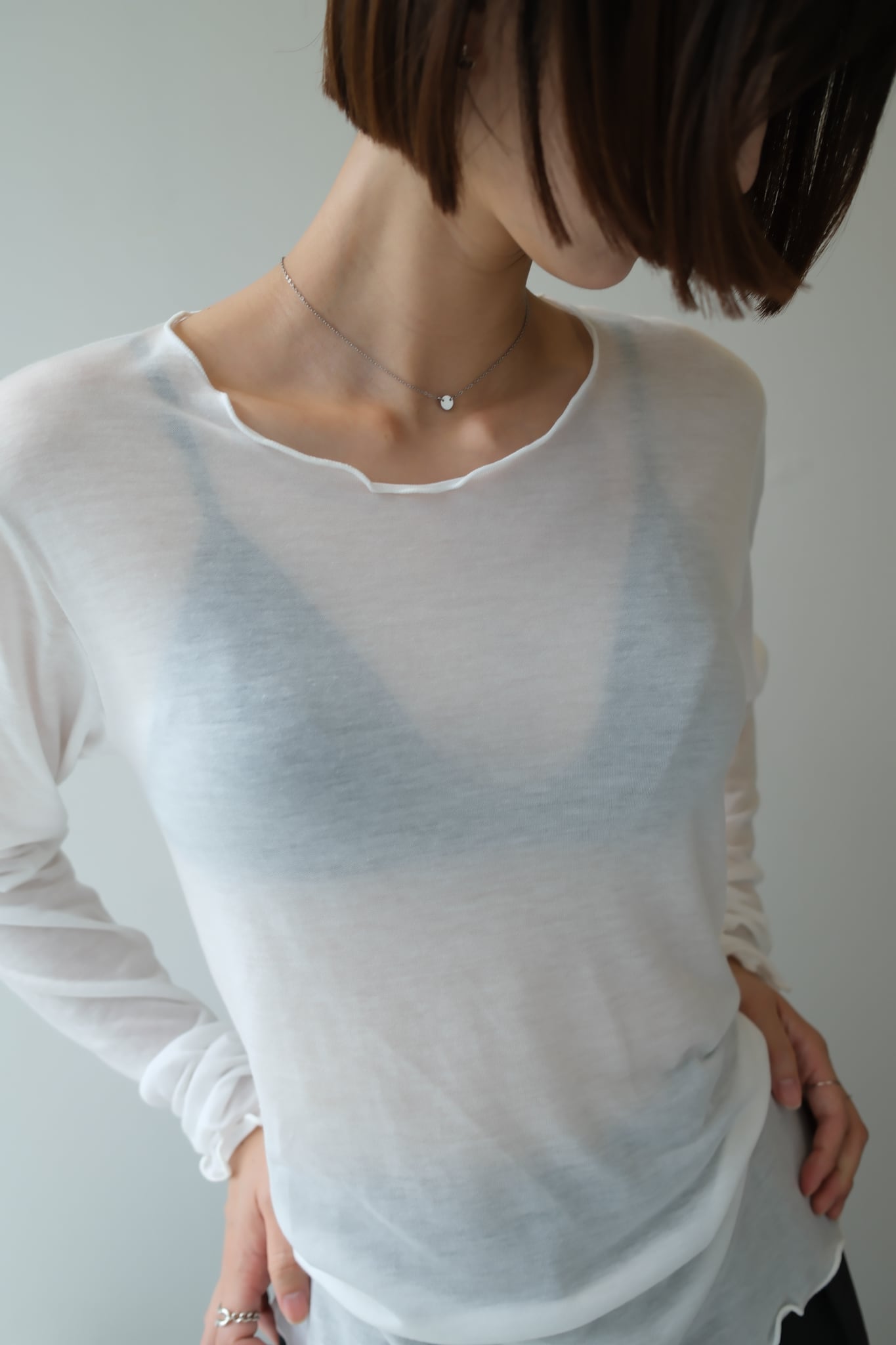 Sheer Long T-shirt シアーロンT White