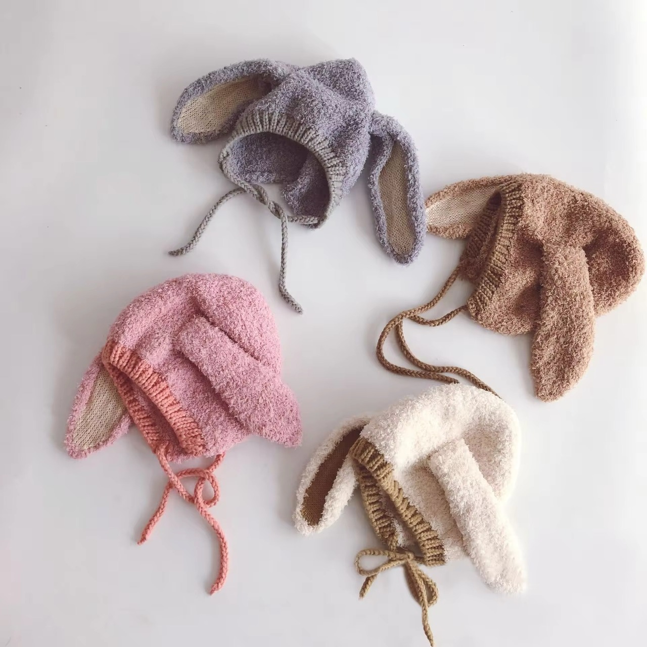 ⭐︎ Beige fluffy bonnet with rabbit ears うさぎ 耳付き 帽子 