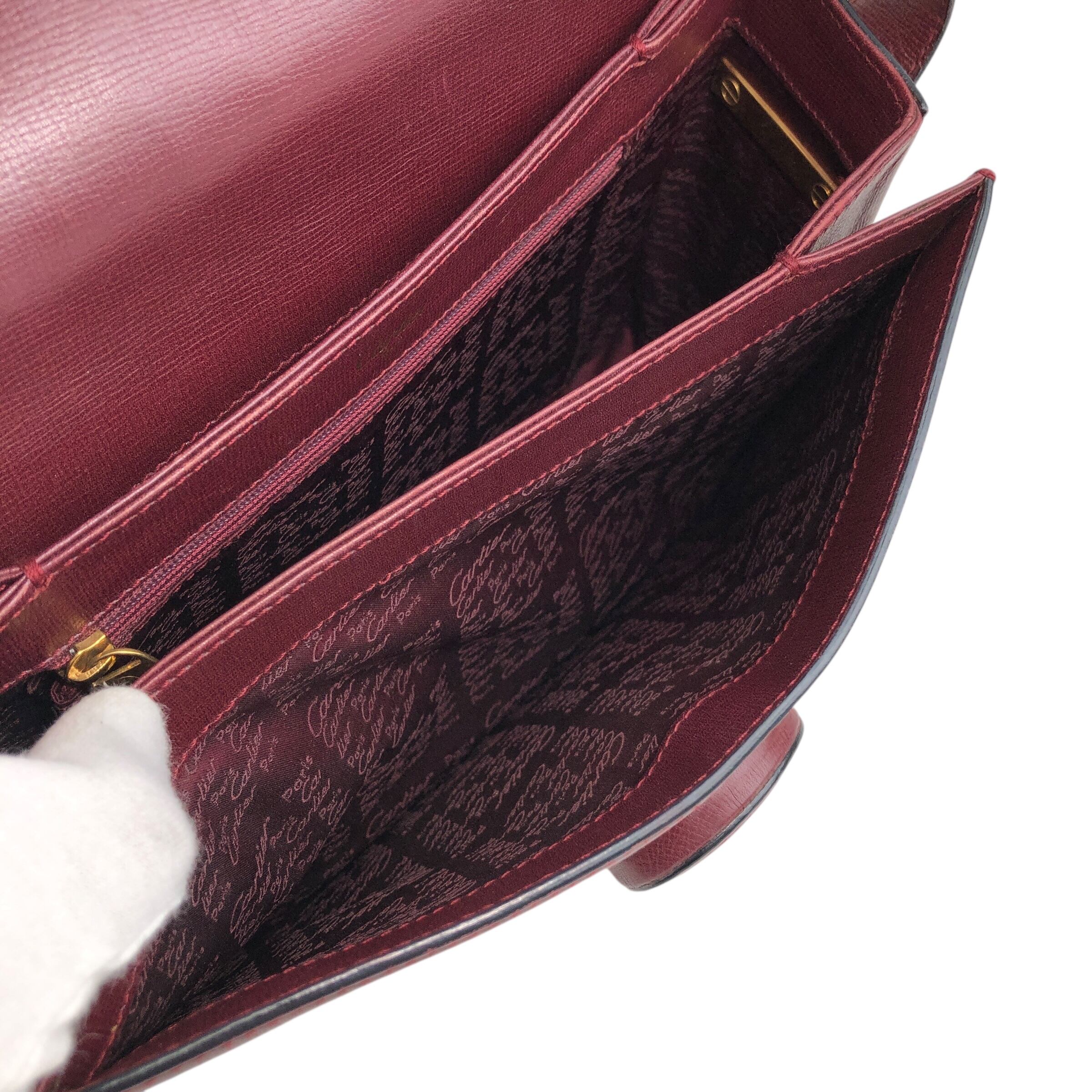 カルティエ マストライン ショルダーバッグ 斜めがけ ターンロック レザー 赤 CARTIER カルティエ マストライン ショルダーバッグ レザー レッド
