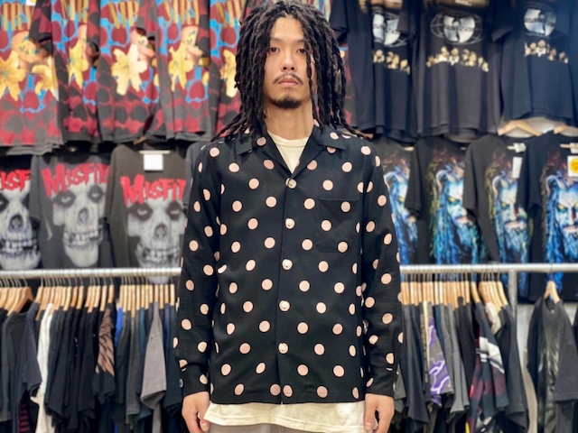 ONLINE LIMITED WACKO MARIA DOTS L/S HAWAIIAN SHIRT SMALL BLACK 60KA2228