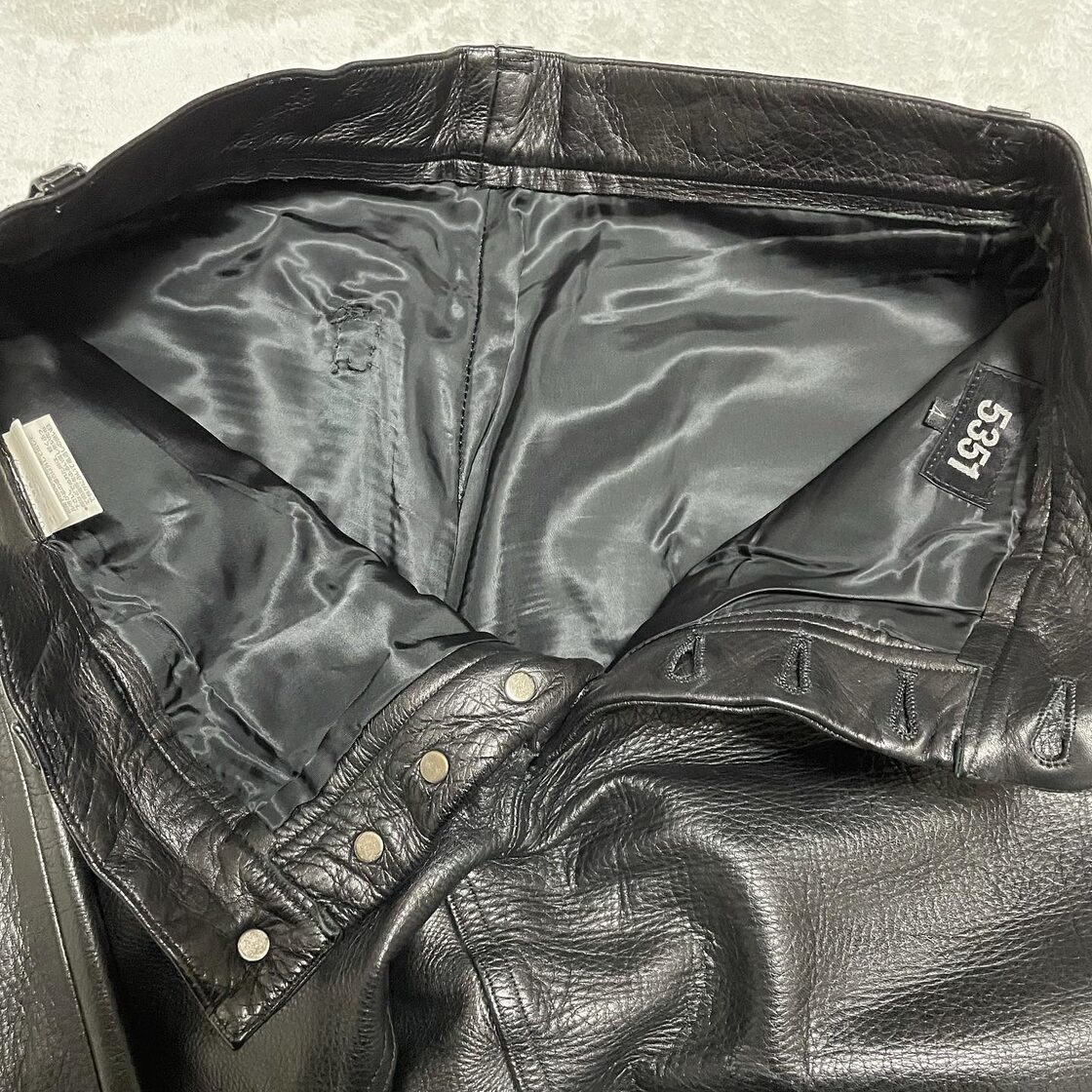 5351 pour les hommes 5351プールオム レザーパンツ ブラック サイズ4 