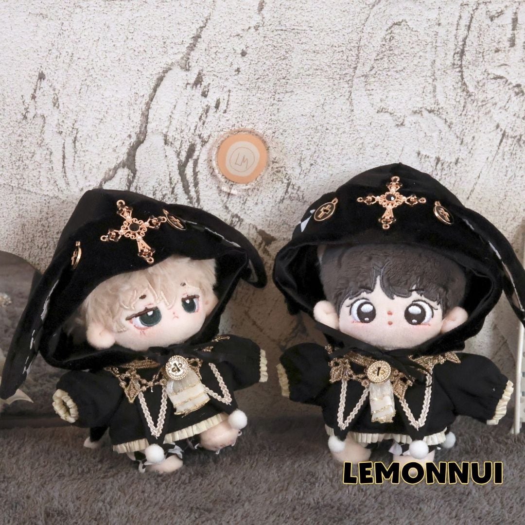 10cm ぬいぐるみ服 着せ替え ぬい服 帽子付き ゴシック 十字架 ぬい活