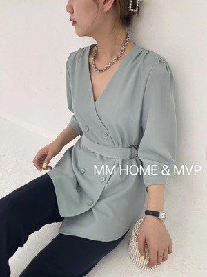 ノーカラー　ダブルジャケット　AJ42441-2022