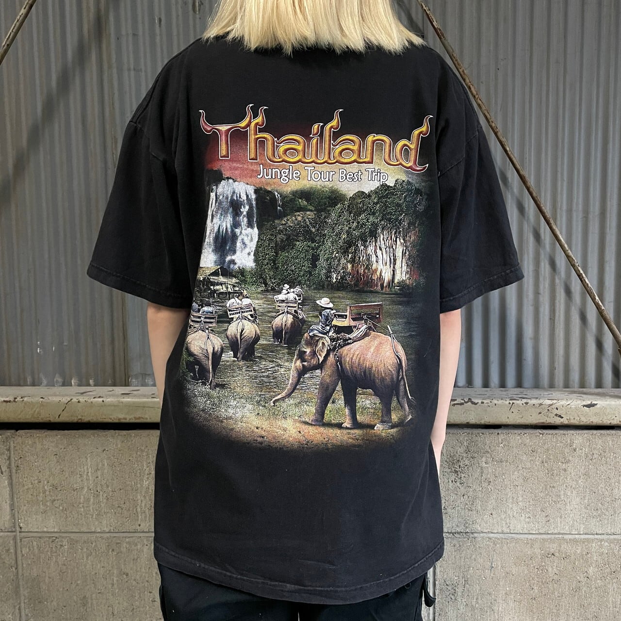 スペシャル Ride プリントTシャツ 古着 216 2色展開】リンガーTシャツ Devil「UNIVERSITY OF HILL」 ブラック