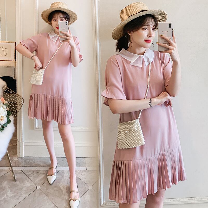 【新作】【送料無料】 マタニティドレスドレス2020年春夏の妊婦膝丈パッチワークかわいいAライン妊娠服ドレス 大人ガーリー スウィート キュート カジュアル スプリング 春物 サマー 夏物 AL expec328139488545