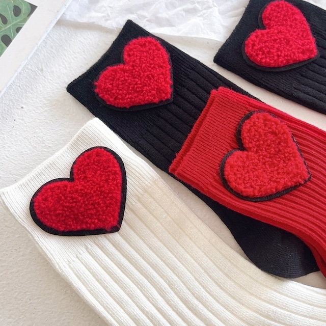 Flocking heart rib socks　M2546