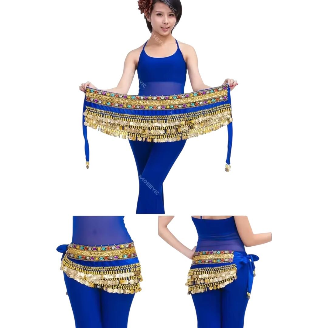 ヒップスカーフ コイン ストーン ベルベット素材