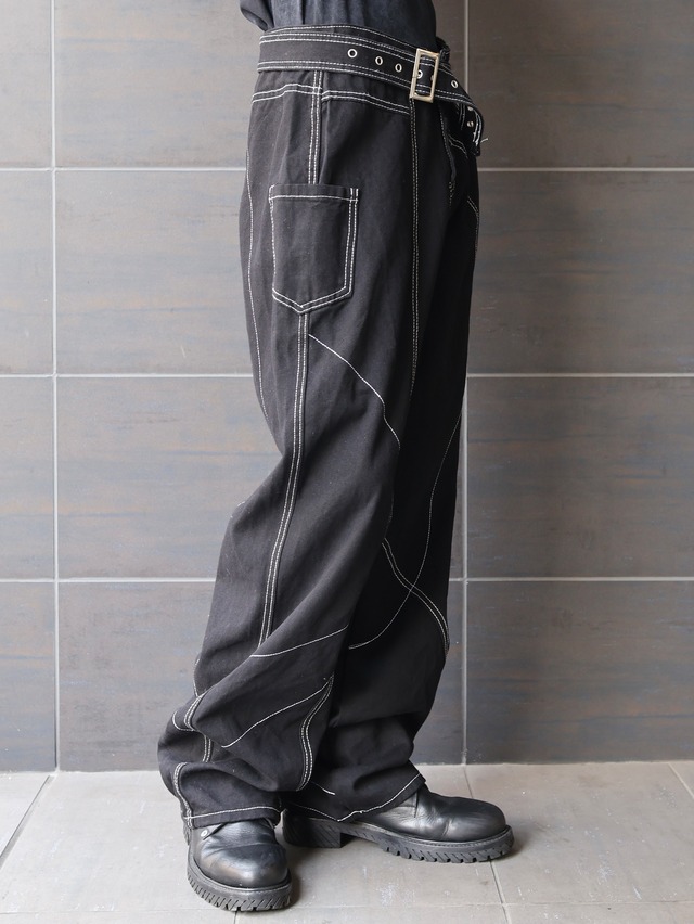 waist detail stich design denim pants