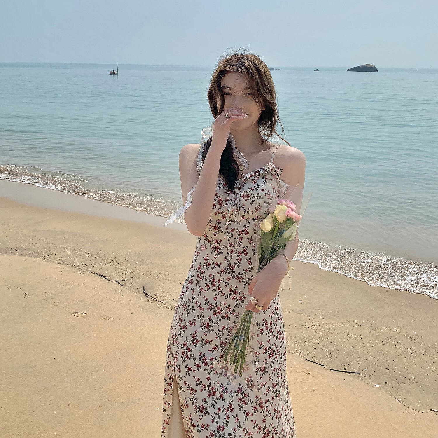 フローラルドレス サマートップス 夏物 花柄 HUCHUJING34699222833